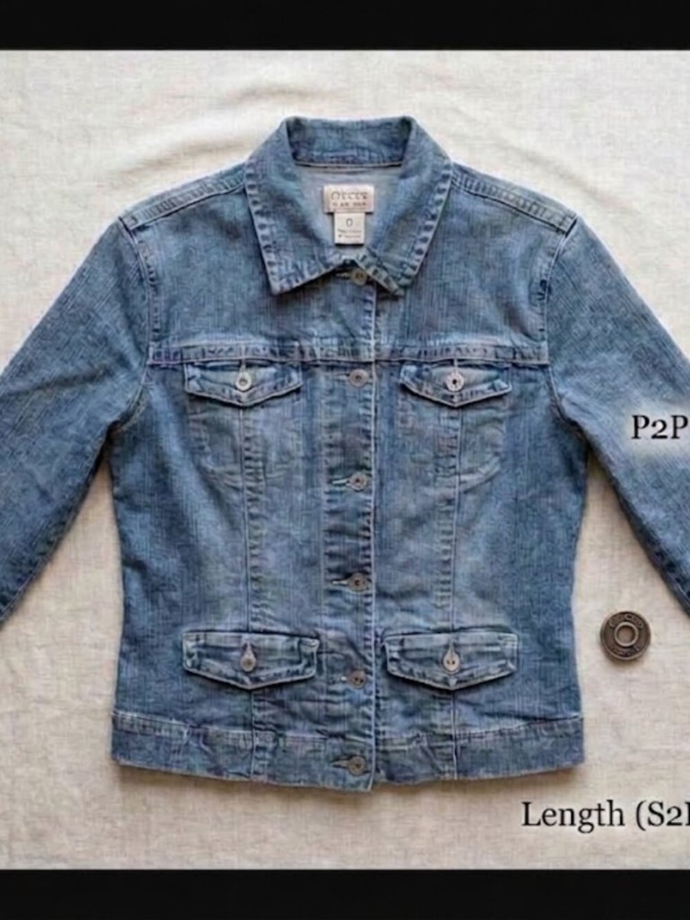 Title Chico's Platinum Blue Cropped Denim Jean Jacket Size 0 (US Small / 4)